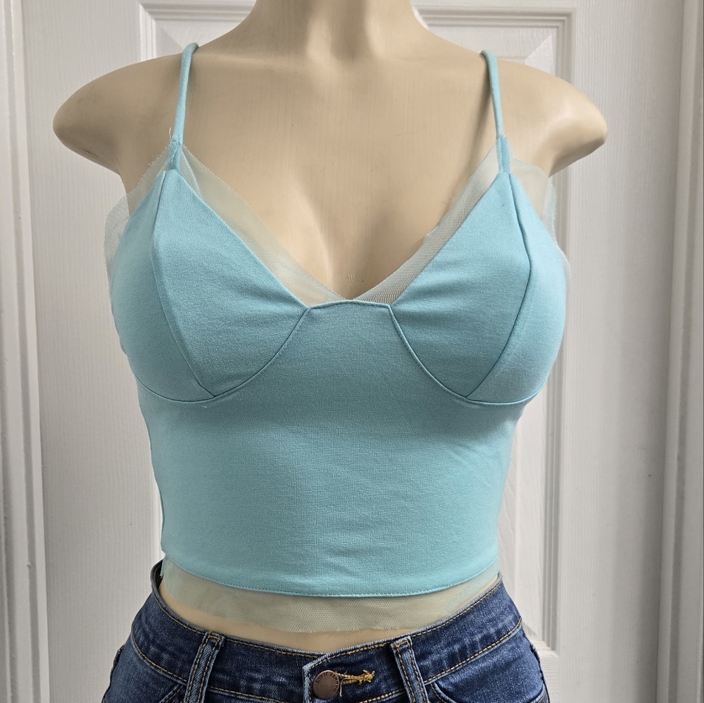 Women's Light Blue Spaghetti Strap Top
